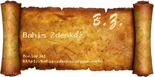 Bahis Zdenkó névjegykártya